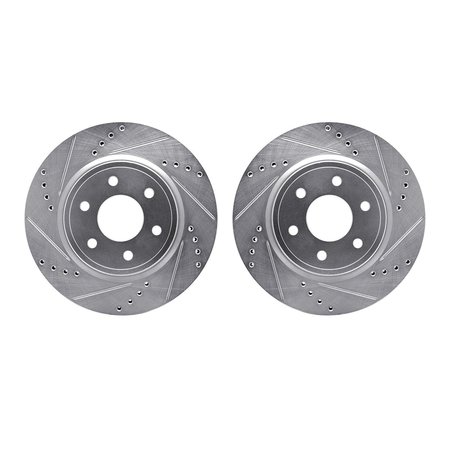 DYNAMIC FRICTION CO Rotors-Drilled and Slotted-SilverZinc Coated, 7002-67049 7002-67049